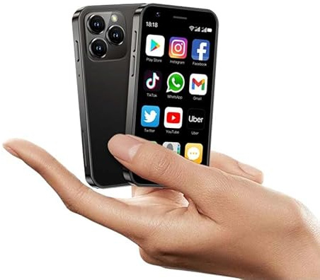 Mini Smartphone 4G LTE SOYES XS16 7.6 cm Android 10 Quad Core 2000mAh Tipo-C Dual SIM Desbloqueado Teléfono móvil pequeño (Negro, 2GB RAM 16GB ROM)
