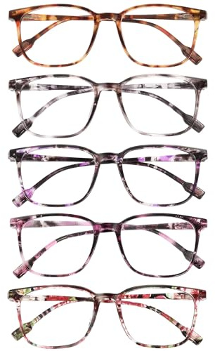 JOLISU Lunettes Anti-Lumière Bleue - Lot de 5, Monture Fine Ultra-Légère, Charnière Ressort (1.0)