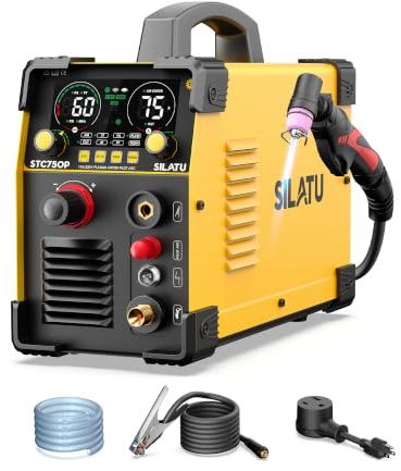 SILATU Cortador de plasma, Pilot Arc 110V 220V Dual Voltage STC750P 75A Cortador de plasma de aire con pantalla digital Máquina de corte por plasma.