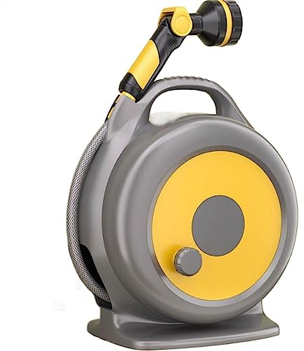 Support pour flexible de jardin Enrouleur de tuyaux d'eau domestique, chariot enrouleur de tuyaux d'arrosage avec guide de tuyau, avec tuyau de 20 m/65 pieds 1/2 '' et multifonctionnel for le lavage d