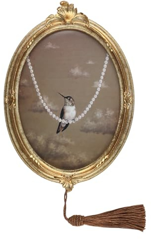 Emiyea Antique Gold 5x7 Oval Picture Frame – Vintage Art Deco Design with Glass Front – Wall or Table Display