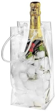 Ice Wine Bag,Rapid Ice Wine Cooler Freezer Bag,Gel Wine Bottle Chill Cooler Ice Bag Wine Beer Champagne Bucket Beverage Bottle Cooler Transparent PVC Cooler Drinks Cooler