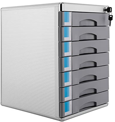 A4 Metall Dokumentenbox, Aluminiumlegierung Organizer Aktenbox 7 Fächer mit Abschließbar und Beschriftungsfeldern Schubladenbox für Dokumenten Aufbewahrung