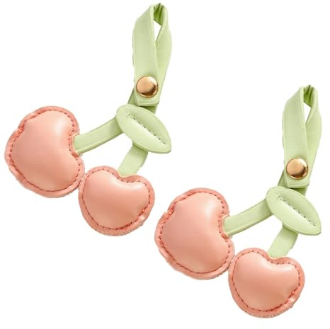 WLVinson 2 Stück Bag Charms Cherry,Taschenanhänger Damen,Schlüsselanhänger Kirsche Accessories,Taschen Anhänger Roter Kirsch,Modische Cute Leder Keychain Geldbörsenanhänger für Geldbörsen (Rosa)
