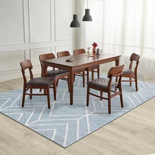 RUGMRZ Flokati Teppich Waschbar Rugs for Living Room Home Schlafzimmer blau grau minimalistischen Stil rutschfest Wohnzimmer Weich Baby 120X200CM