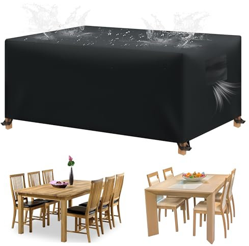 Housse Table de Jardin180x120x74cm Housse Salon de Jardin Exterieur, Housses pour Mobilier de Jardin Imperméable Anti-UV 420D Tissu Oxford Housse de Protection Salon de Jardin pour Table Chaise Canapé