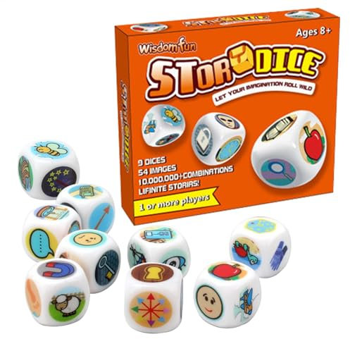 Würfelspiel der Geschichte - Würfel-Set der Geschichte | 9 erzählende Würfel mit 54 ikonischen Bildern, Fantasie-Spielwürfeln, lustiges Erzählspiel für Familien für Kinder und Erwachsene,