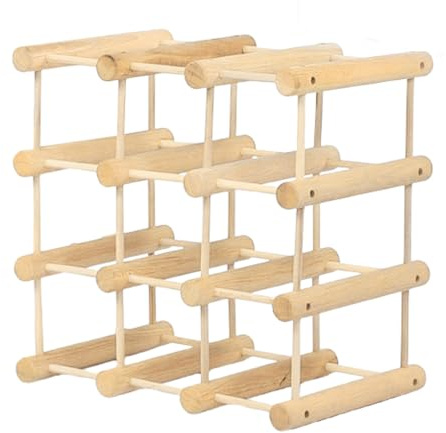 MODO24 Weinregal Modular Tanne Massivholz 12 Flaschen, 1 Modul, Natur | Modulares Flaschenregal & Weinständer aus Tannenholz, ModAbm 36x36x24 cm, Getränkeregal & Flaschenständer für Küche
