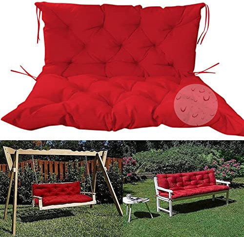 Sitzkissen Wasserdichte Bankauflagen aus Holz mit Rückenlehne und Anti-Rutsch-Bändern, 2- und 3-Sitzer-Bankauflagen für Gartenschaukel, Hängematte, Sonnenstuhl, Terrassenmöbel, drinnen/drauß