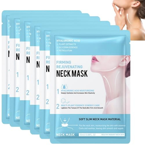 6pcs Firming Rejuvenating Neck Mask,Hyaluronic Acid Neck Mask Patches,Anti Ageing Ne/ck Wrinkle Pads,Anti-Wrinkle Ne/ck Masks For Skincare,Nec/k Wrinkle Patches,Moisturizing Mas/k,Nec/k Line Removal