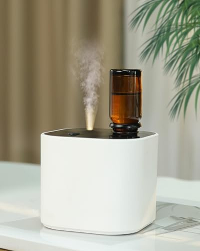 Wasserloser Diffuser für ätherische öle,Aroma Diffuser Kabellos mit Akku,Mini Auto Diffuser mit 10ml Weißtee Öle,3 Modus,Zyklische Duftverbreitung,100 m²Reichweite für Wohnung/Home/Office weiß