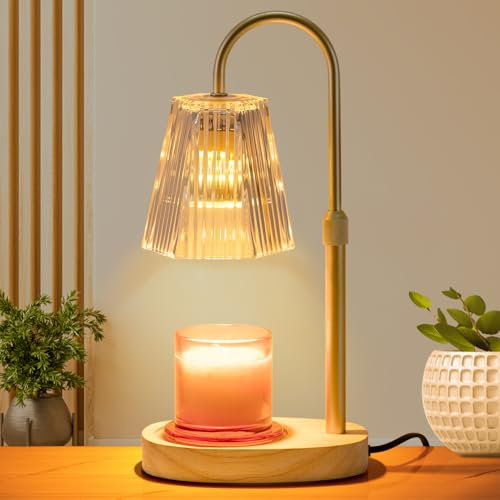 GWULC Candle Warmer Lamp with Timer: Electric Melting Light for Wax Jar Candles Height Adjustable Flameless Burner Candle Heater for Indoor with 2 Bulbs Exquisite Birthday Presents New Home Gifts