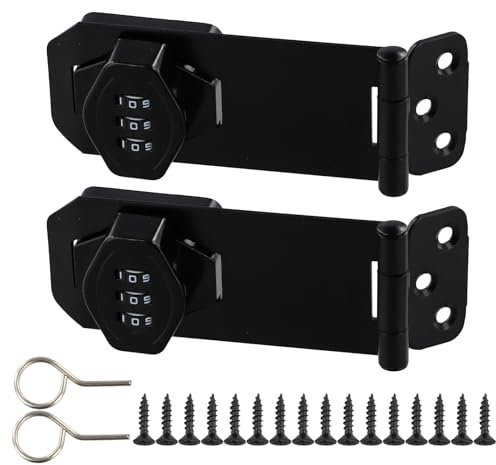 Anseom Kombinationstürriegelschloss, 10,2 cm, digitales Zahlenschloss mit Schrauben, Metall-Scheunentürschloss mit 3-stelligem Passwort, Drehtürschloss für Schränke, Tür, Garten (schwarz)