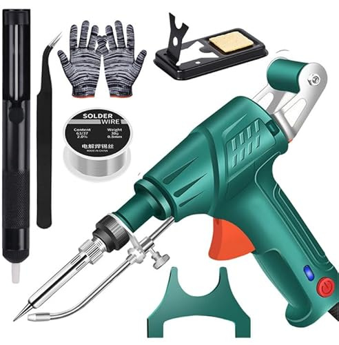 3 in1 Handlötwerkzeug,60W Elektronik Lötpistole Kit,Automatische Lötpistole,Internally Heated Industrial Welding Tools,industrieller schnellheizlötkolben,Lötkolben Set (Grün, Innenbeheizte)