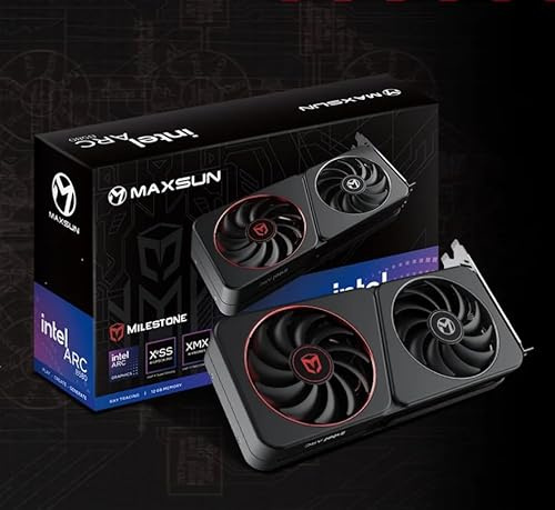 WEELIAO MAXSUN Intel Arc B580 Milestone Grafikkarte, 2670 ~ 2850 MHz Grafikkarte, 12 GB 192-Bit GDDR6, PCIE4.0, 1 HDMI2.1a, 3 DP2.1, 2 Lüfter