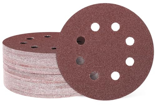 QUARKZMAN 40Pz 125 mm 5 Dischi Leviganti 8 Fori Grana 60 Carta Vetrata | a Gancio e Anello, Levigatrice Orbitale Casuale, per Lavorazione Legno Metallo