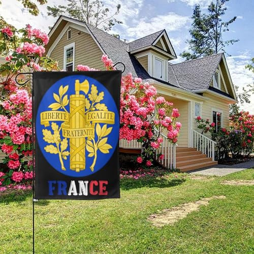 Bandiera da giardino bifacciale con stemma della Francia, decorazione per esterni da 28x40 pollici