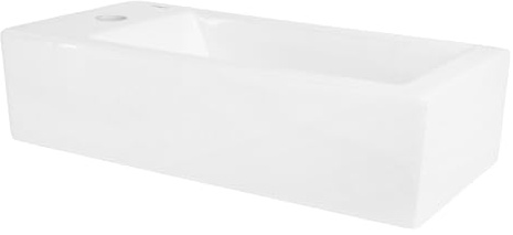 LuxeBath Waschbecken aus Keramik, Weiß, 510x250x130 mm, eckig, Einbauwaschbecken mit Hahnloch links, Wandmontage, Aufsatzwaschbecken klein, Waschtisch Waschschale Waschplatz Handwaschbecken Becken