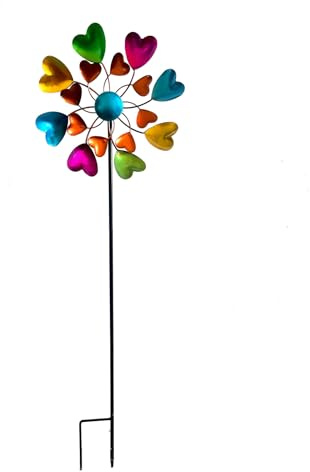 FANSHINUO Molino de viento hecho a mano de metal con estaca para decoración artística para espacios al aire libre, jardín, molinillo de viento