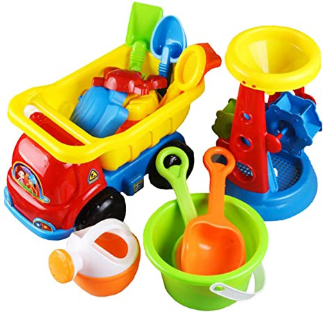 NASSMOSSE Sand Toys for 4-6 Kids 14PCS Sand Pit Toys Safe Plastic and Water Waterproof Cute Sandbox (Random Color)