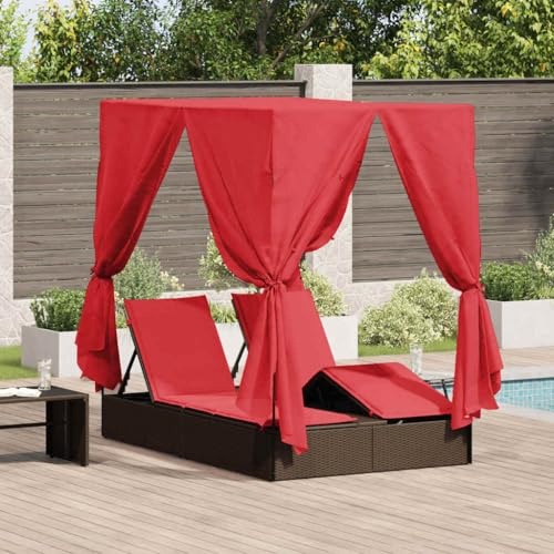 INLIFE Transat Double avec Toit Marron 205 x 129 x 200 cm Rattan PE-3376133