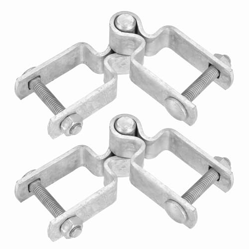 sourcing map 2 Pack Chain Link Fence Gate Post Hinge, 1-1/2 x 1-1/2 Galvanized Steel Chain Link Fence Post Hinges Heavy Duty Gate Frame Hinge with Bolts and Nuts for Outside Square Pipe