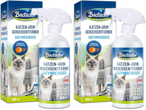 Bactador Enzymreiniger Katzenurin - Katzentoiletten Geruchsentferner Spray 500ml - Mikrobiologischer Geruchsneutralisierer - Katzenurin Geruchsentferner: Porentiefe Reinigung in der Tierumgebung