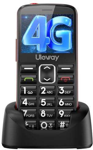 Tosaju 4G Téléphone portable pour seniors - Sans contrat - Grandes touches - Téléphone portable pour seniors avec grandes touches - Téléphone portable à touches sans verrou SIM - Téléphone portable