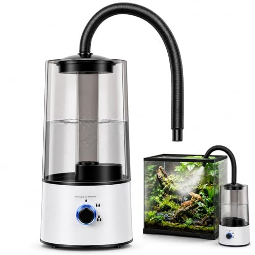 Reptile Humidifier Misters Fogger with Hose, Reptile Fogger Terrariums for Lizard Tortoise Amphibians, 4L Large Tank, Adjustable Fog Output, Reptile Humidifier Vivarium Fog Machine for Snakes/Herps