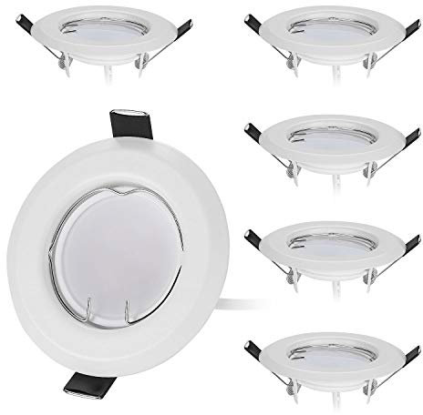 HCFEI Juego de 6 focos planos LED empotrables ultra planos en color blanco con módulo LED Spot 230 V I 3 W 320 lúmenes I blanco cálido 3000 K I 120° I Regulable I 55 mm orificio de montaje