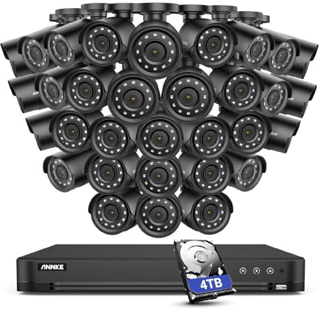 ANNKE 3K Lite Security Camera System with Smart Human & Vehicle Detection, 32CH Home Video Recorder with 4TB Hard Drive, Outdoor CCTV Surveillance Bullet Cams, 100ft Night Vision