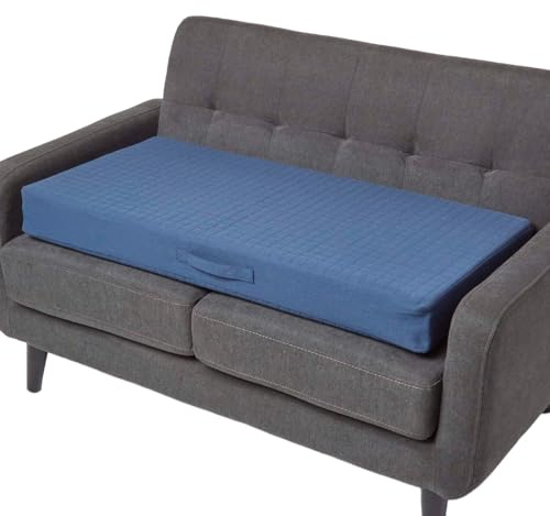 Homescapes Sitzerhöhung Sofa 2-Sitzer dunkelblau 100x50x10 cm, Dicke Sitzkissen Erhöhung für Erwachsene & Senioren, langes Aufstehkissen, orthopädischer Schaumstoff mit Baumwollbezug