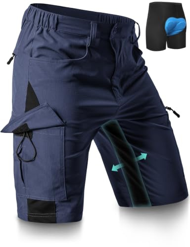 Cycorld MTB Hose Herren Gepolstert: Abnehmbar Radunterhose | Lockere Fahrradhose Radlerhose, mit 4D Sitzpolster, Atmungsaktiv, Schnelltrocknend, Elastische für Mountainbike Shorts