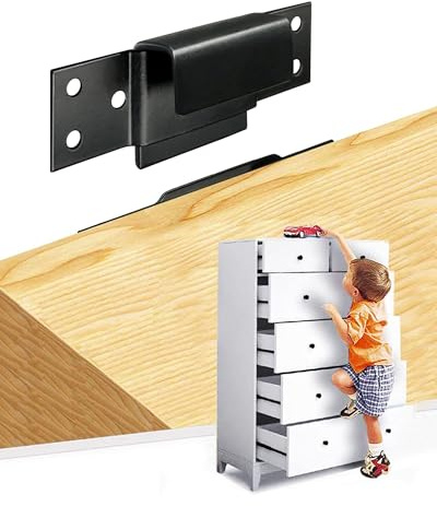 Furniture Wall Anchor Furniture Anchors for Baby Proofing 6 Sets Anti Tip Furniture Straps Wall Mount Bracket Safety Secure Cabinet Dresser Bookshelf, Keep Baby Child Pet Safety
