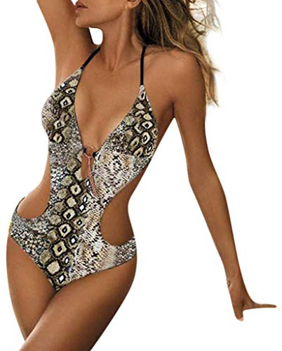 Modaworld Costumi da Bagno Interi Donna Trikini Costume da Mare Spiaggia Piscina Sexy Elegante Costumi Interi Donna con Push-up Imbottitura