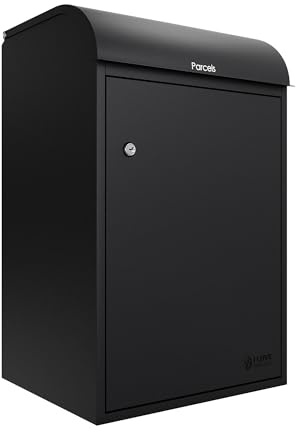 iLoveParcels Large Wall Mounted Parcel Box. Outdoor Garden Storage Lock Box With Key Lock. Waterproof Lockable Safe Secure Delivery Box For Wall Gate Or Fence In Black (51.2x43x81.1cm)