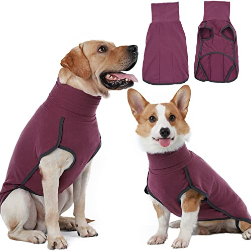 Hjyokuso Hundepullover aus Fleece, warmer und leichter Pullover, Pyjama, Mantel, für Herbst und Winter, kaltes Wetter, Welpenbekleidung für kleine, mittelgroße und große Hunde, Rot, Größe XXS