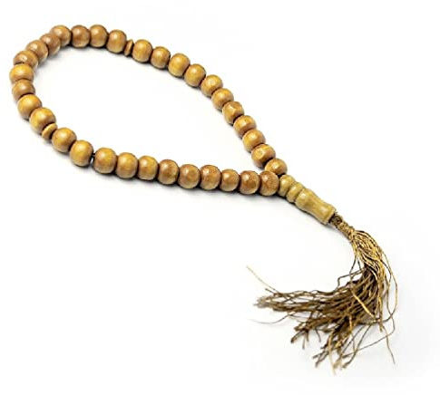 Ixkbiced Gebetskette aus Holz islamische Natur 8 mm Holzperlen authentische indonesische Perlen Rosenkranz muslimischer Tasby Mibaha religiöser Schmuck für Frauen und Männer