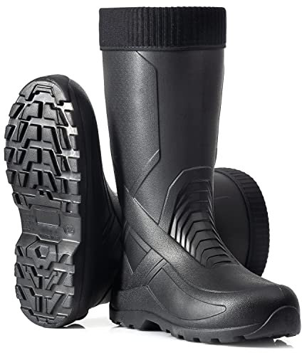 CLIMBR Bottes en caoutchouc légères et doublées pour homme EVA Thermo 40-47 Bottes d'hiver chaudes avec doublure Bottes de pêche, Noir , 44 EU