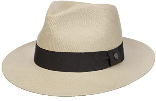 Lierys Vendello Bogart Hat Panama Straw Bogart Fedora UV Protection 50+ Grade 3 Unisex Summer Natur-Anthrazit XL (61-62 cm)
