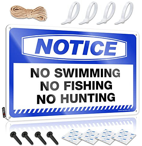 Dsoluuing Lustige Küche Retro Metall Blechschild Hinweis Kein Schwimmen kein Angeln keine Jagd Blechschild Männerhöhle Schilder und Dekor alte Schilder Metall Vintage (Größe: 20 x 30 cm)