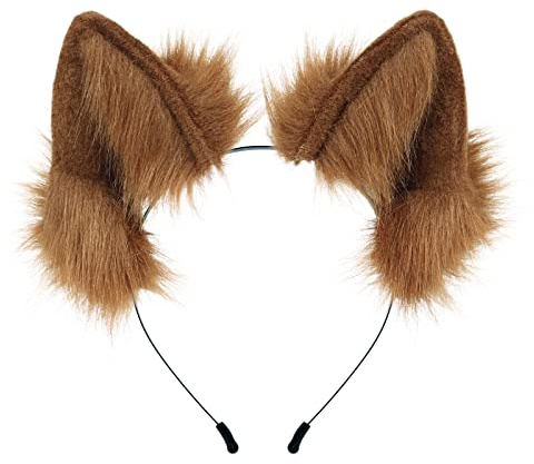 hbbhml Kunstfell Fell Fuchs Wolf Katzenohren Stirnband Kopfaccessoires für Halloween Weihnachten Karneval und Partys