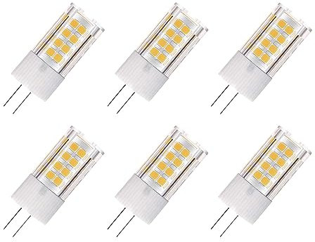 WULUN 6-Pack G4 AC/DC 12V lampadina LED, 5 Watt, 500 Lumen, bianco caldo 3000K, angolo di fascio 360°, equivalente 50W, lampadina di ricambio G4 alogena/xeno/incandescente, non dimmerabile