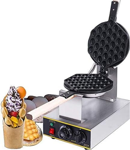 Electric Bubble Waffle Iron Stainless Steel 1400w Commercial Waffle Machine 30 Pieces Eggs Waffle Maker Kitchen Appliances 180° Rotating Waffle Machine for Restaurant, Bar and Cafe ( Color : 220v )