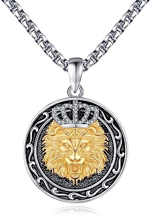 REDSUN Lion, collana in argento sterling 925, con ciondolo a forma di testa di leone, con ciondolo a forma di testa di leone, per uomini, donne, madri, ragazze, Argento sterling