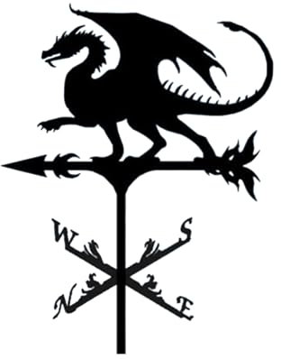 Drachen-Wetterfahne, Ornament, Metall, Retro, langlebig, Garten, Terrasse, Ornament, hohlgeschnitztes Design, Dekoration, Eisen für den Außenbereich, Dachmontage, 32 x 21 cm, einfach zu bedienendes