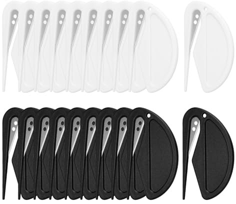 ZIJANG 20 Stück Brieföffner, Schwarz und Weiß Paketöffner, Plastik Paketöffner Mini mit Scharfkantigem zum Verpacken von Post, Auspacken, Papierschneiden