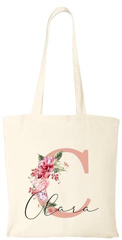 Generisch Personalisierte Baumwolltasche mit Namen & Initialen | 200 g/m² | OEKO-TEX® zertifiziert Einkaufstasche, Jutebeutel, Stofftasche