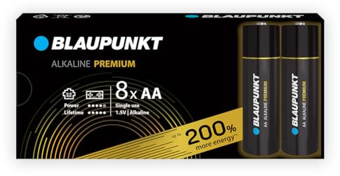 BLAUPUNKT Premium AA Alkalibatterien Packung mit 8, am besten für Gamecontroller und Spielsachen, LR6BPR/8CB