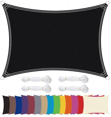 Ygann Sonnensegel Sonnenschutz Sonnendach Balkon Wetterschutz wasserabweisend Winddicht PES 420D 96% UV-Schutz für Garten Outdoor Viereck Rechteck Quadrat Schwarz,1.3x1m